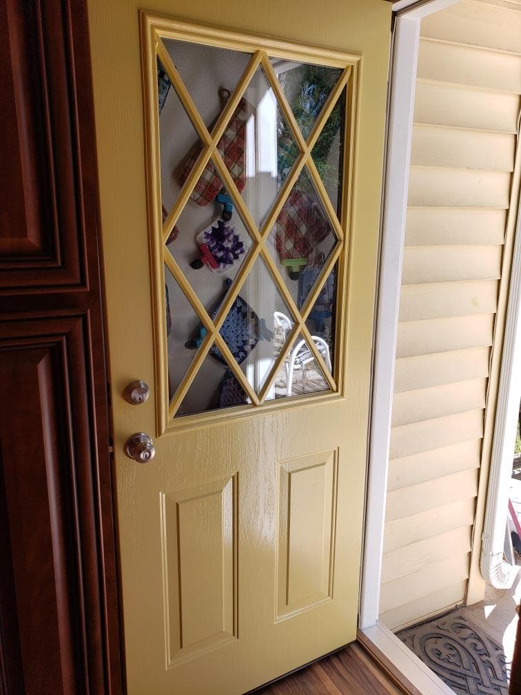 Yellow entry door
